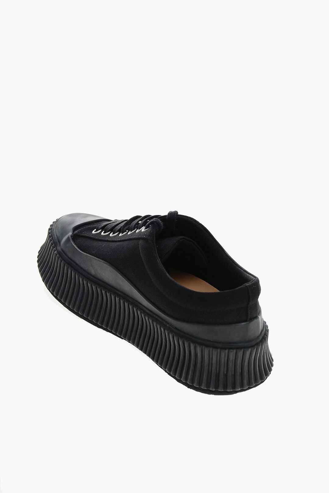 JIL SANDER black canvas platform sneakers, w box