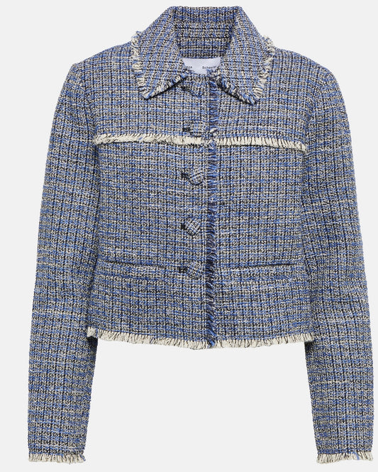 PROENZA SCHOULER WHITE LABEL
Cropped Tweed Jacket in Blue Multi