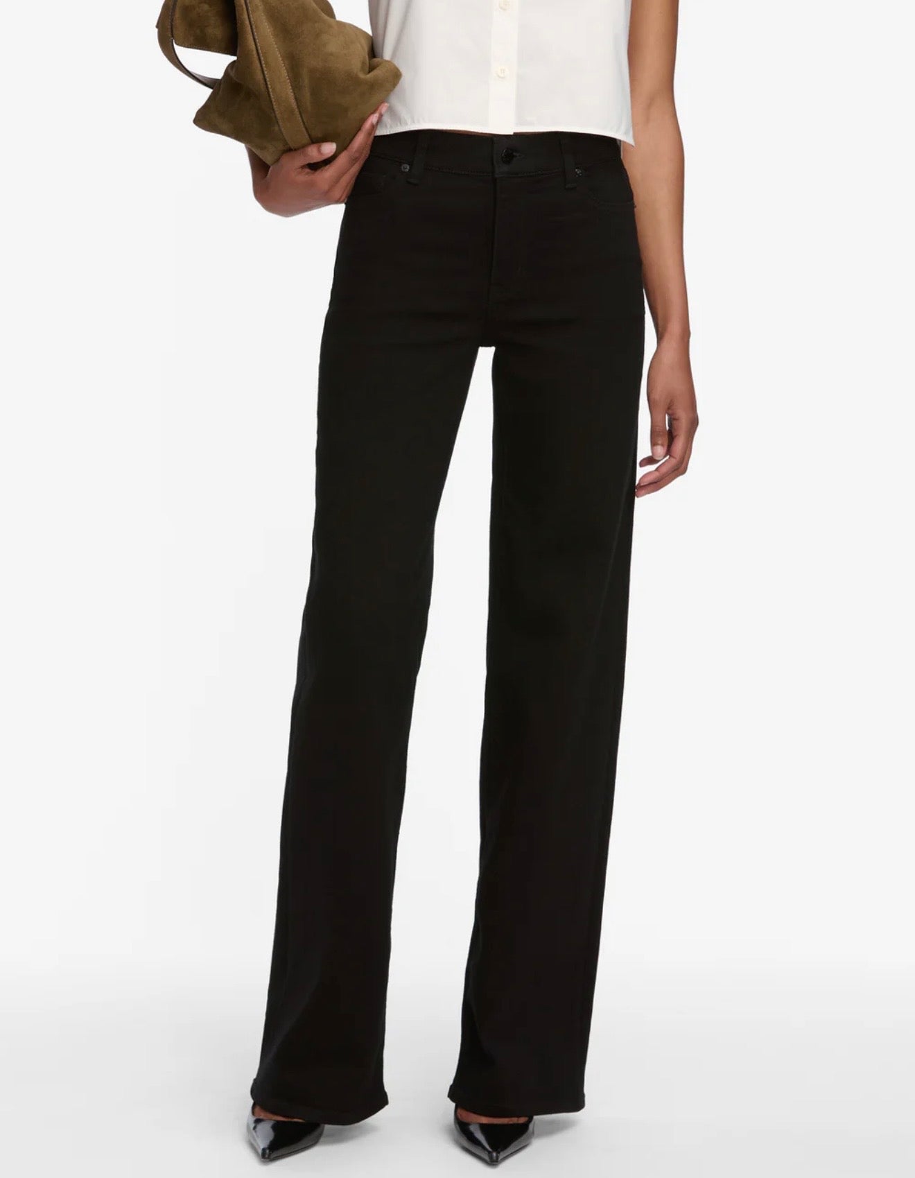 FRAME LE SLIM PALAZZO JEANS IN BLACK WASH