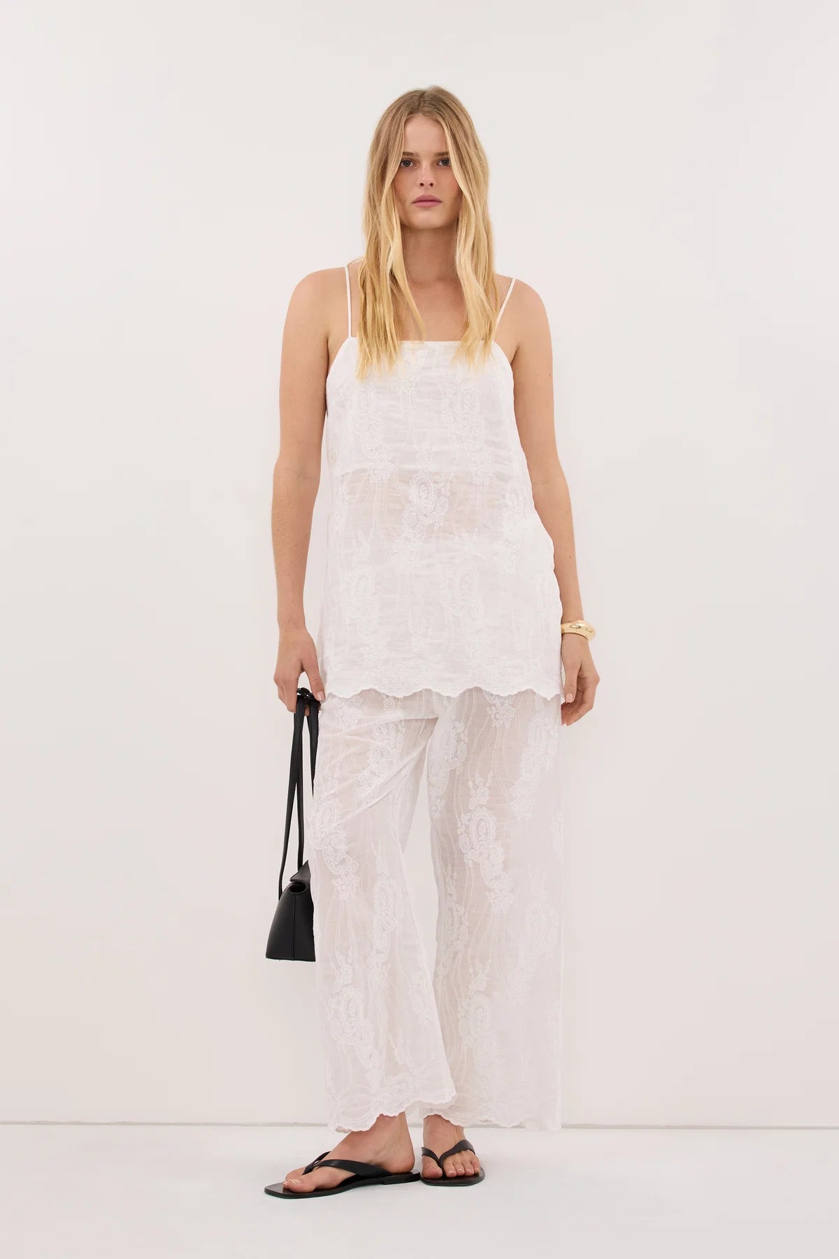 DIISH cordella white ramie cami top with embroidery