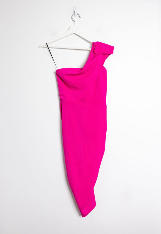 Maxi Boutique - Hot Pink One Shoulder Midi Dress