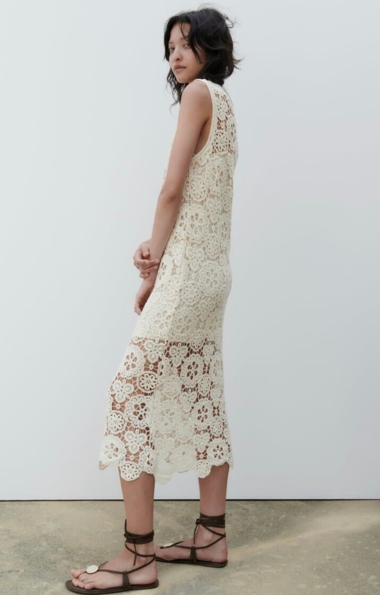 ZARA - WHITE CROCHET/LACE DRESS