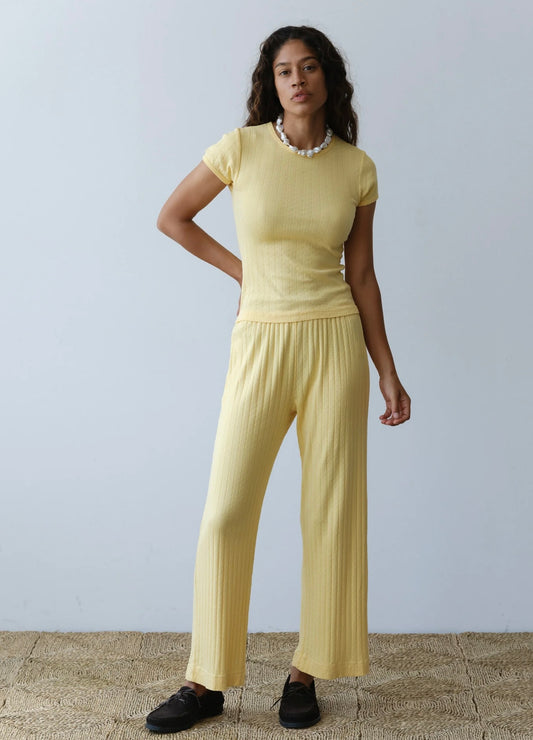 DONNI - The Pointelle Baby Tee & The Pointelle Simple Crop Pant