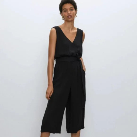 BABATON black sleeveless wrap jumpsuit