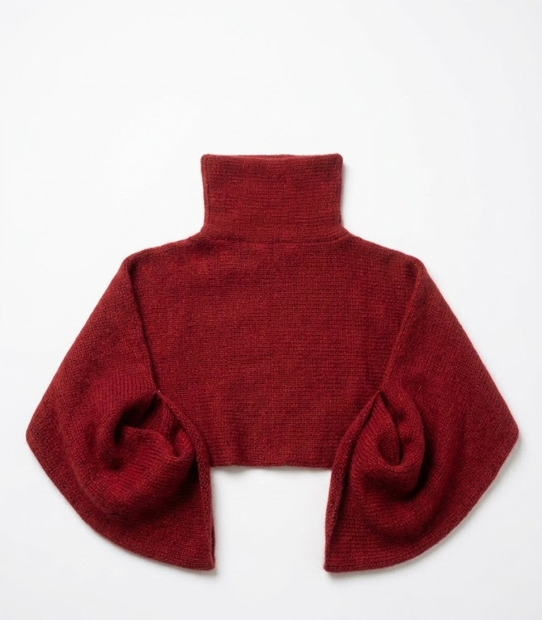 Sally Lapointe Burgundy Cropped Turtleneck Sweater