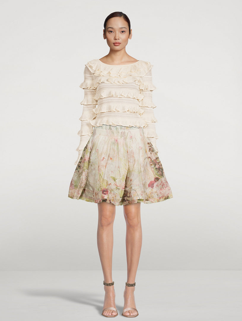 ZIMMERMANN Dancer Organza Mini Skirt In Floral Print