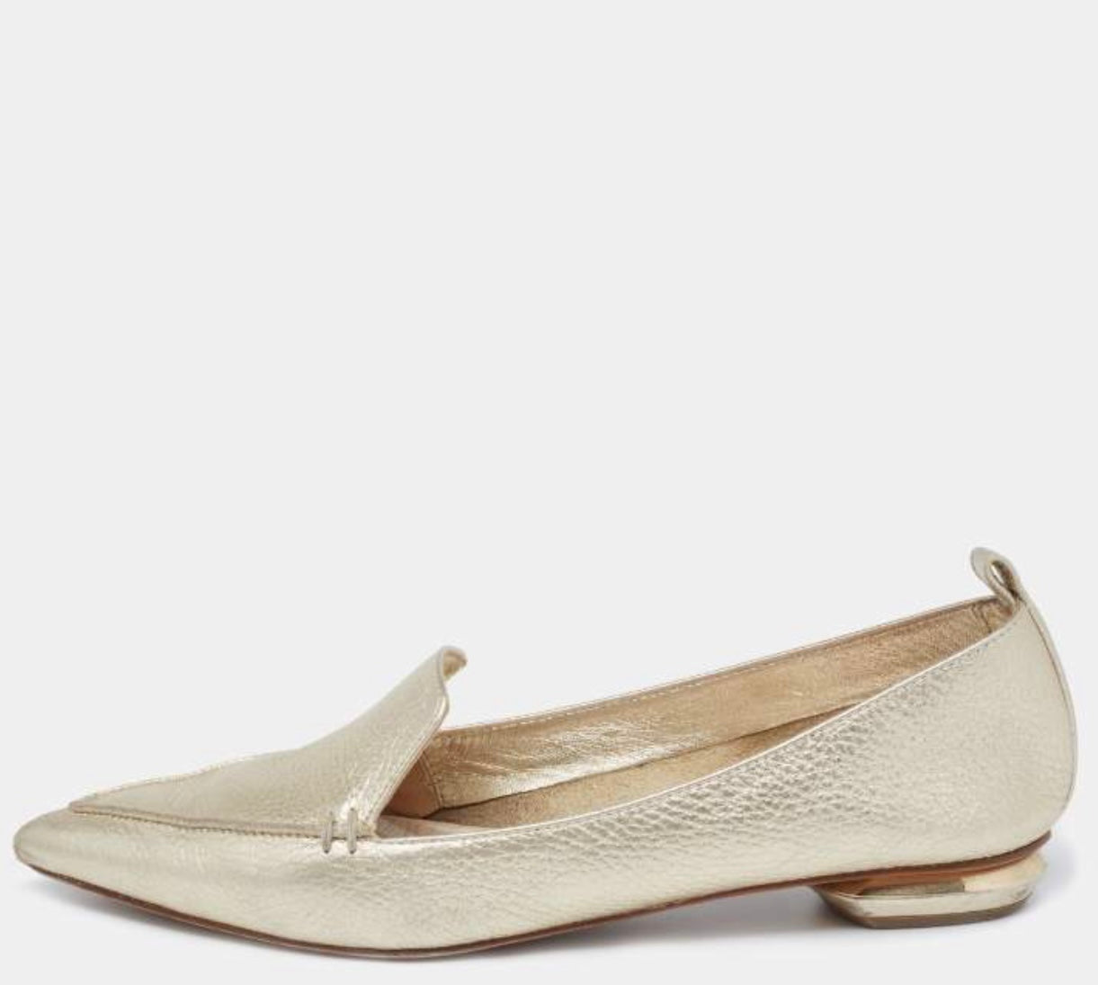 NICHOLAS KIRKWOOD - GOLD LEATHER POINTED FLATS