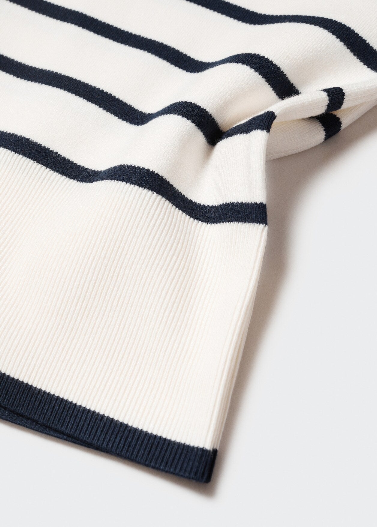 MANGO ivory/navy stripe crewneck sweater
