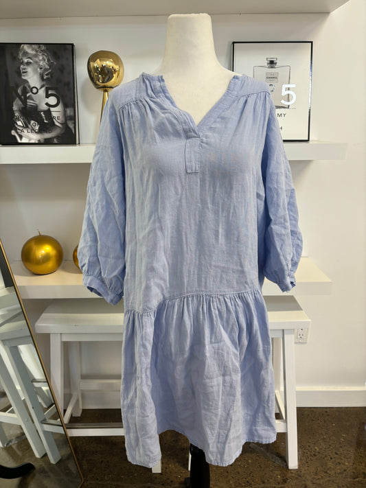 PART TWO blue linen smock dress