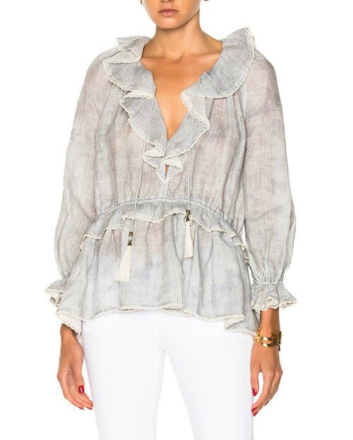 Zimmermann Striped Linen Blouse