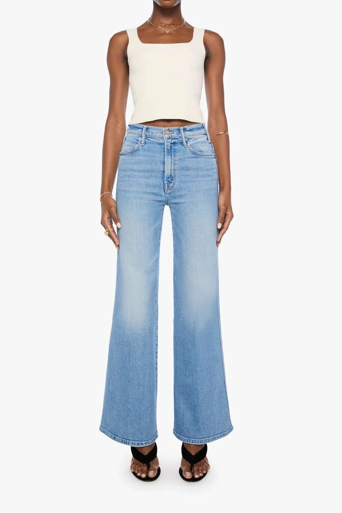 The Roller Sneak Flare In Light Blue Wash Jeans