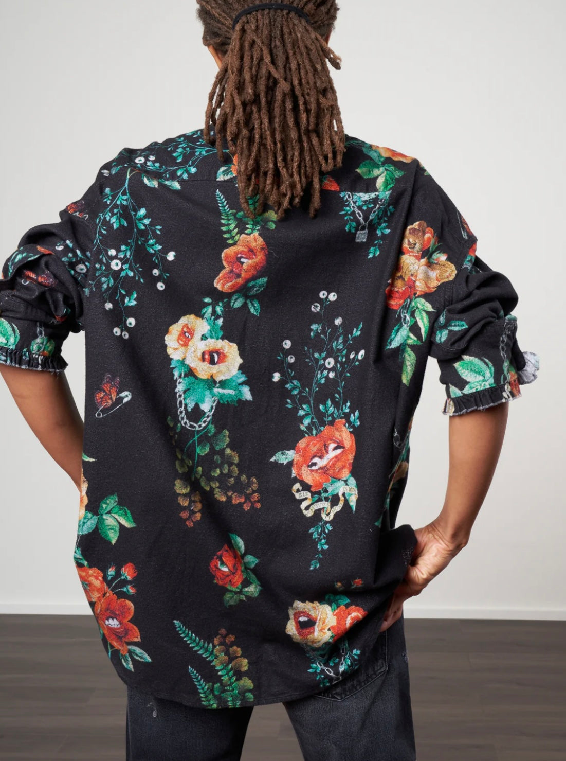 r13
drop neck tuxedo shirt - black useless treasures