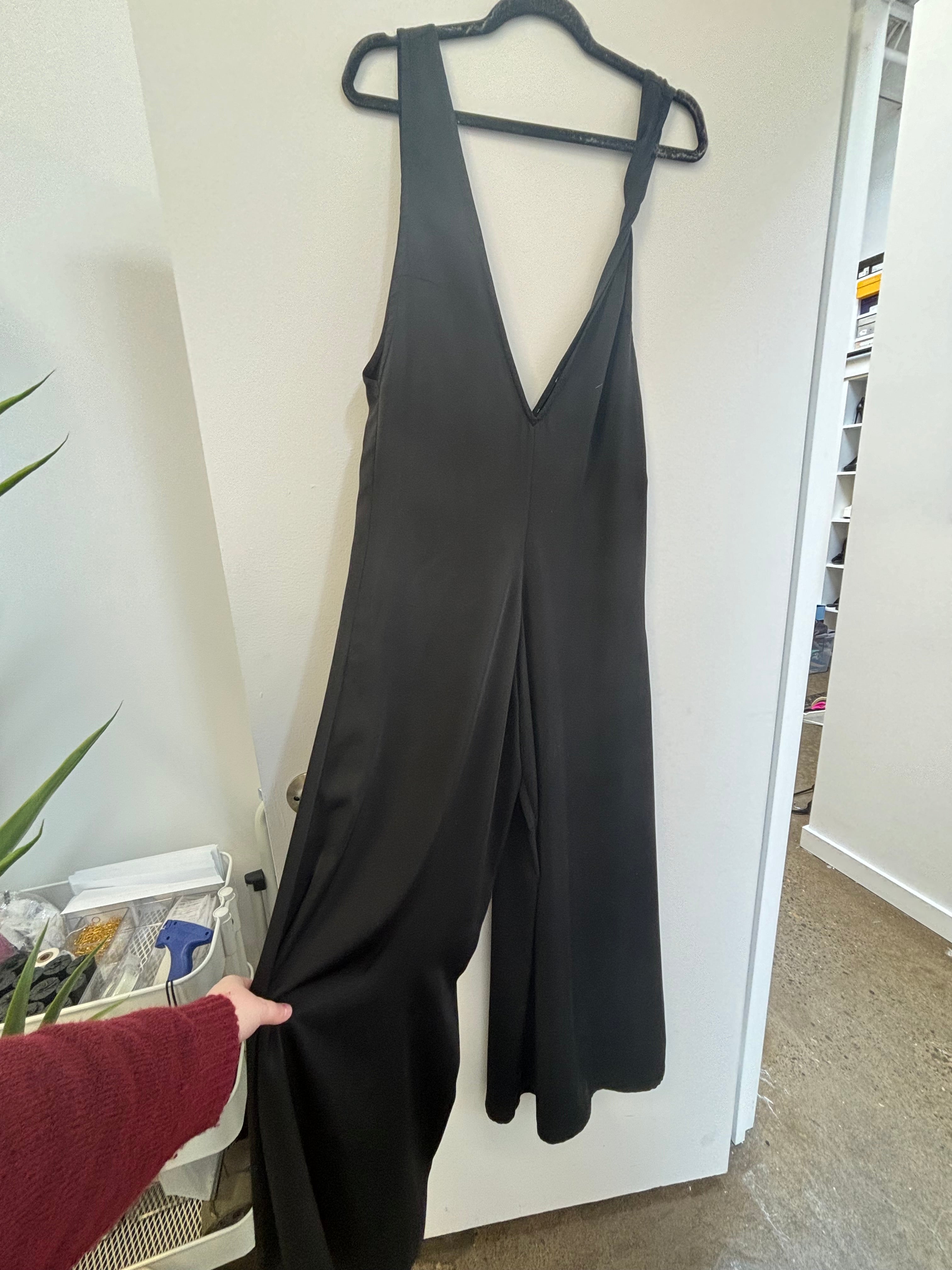 SISSY CHRISTIDOU black silk jumpsuit