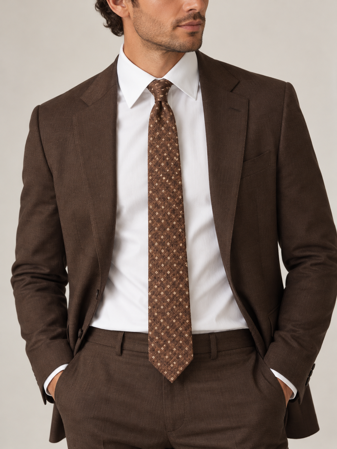 Brunello Cucinelli Brown Polka Dot Necktie