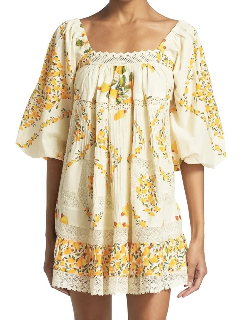 Farm Rio Mini Dress with Pear/Floral Print