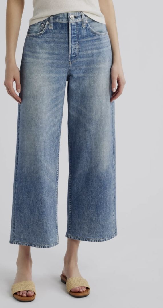 Rag & Bone Wide Leg Miramar Faux Denim Pants, Slightly Cropped