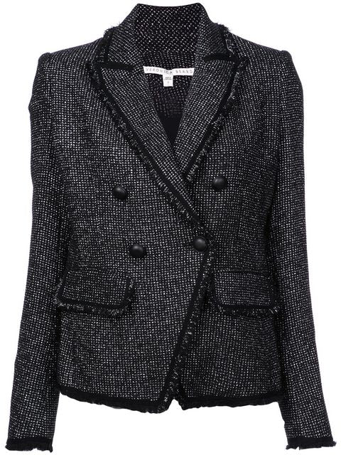 VERONICA BEARD black metallic fringes lining blazer