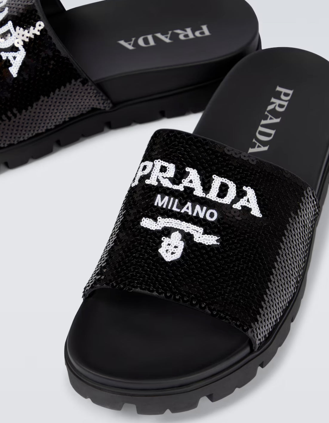 Preloved Prada - Sequin Logo Slides