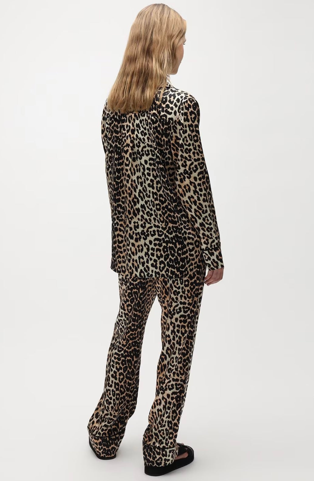 GANNI - Leopard Print Stretch Silk Pajamas