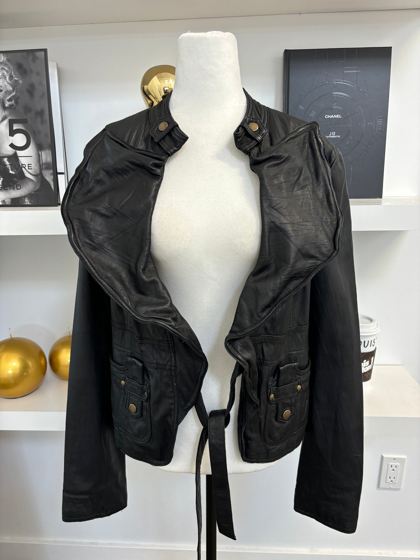 Mackage Leather Jacket with Tie