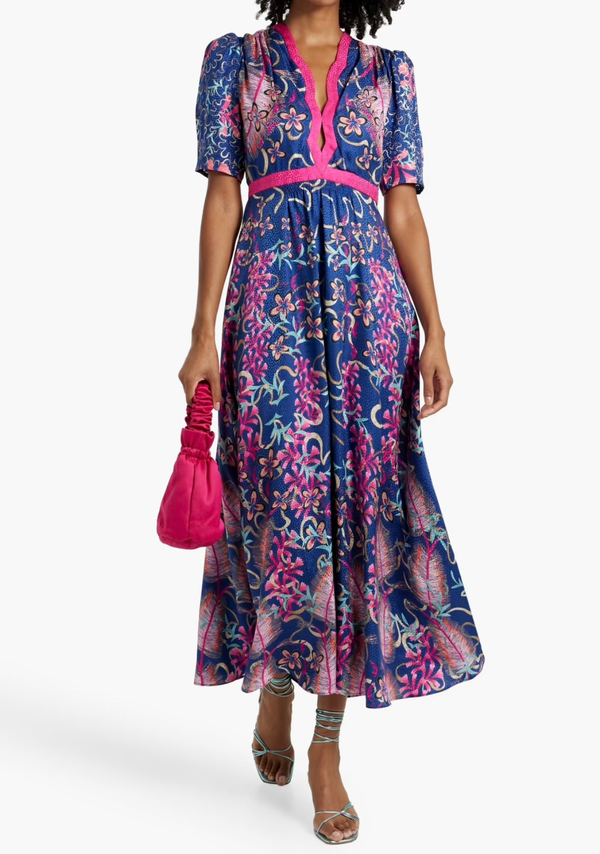 SALONI tabatha cutout printed midi dress