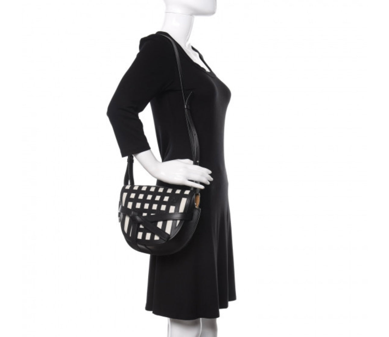 LOEWE  - 
Calfskin Small Gate Crossbody Bag Black White