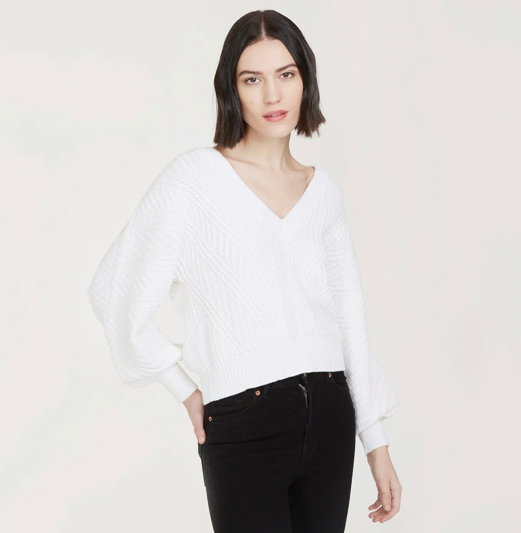 Autumn Cashmere - Fancy Stitch Oversize V in White