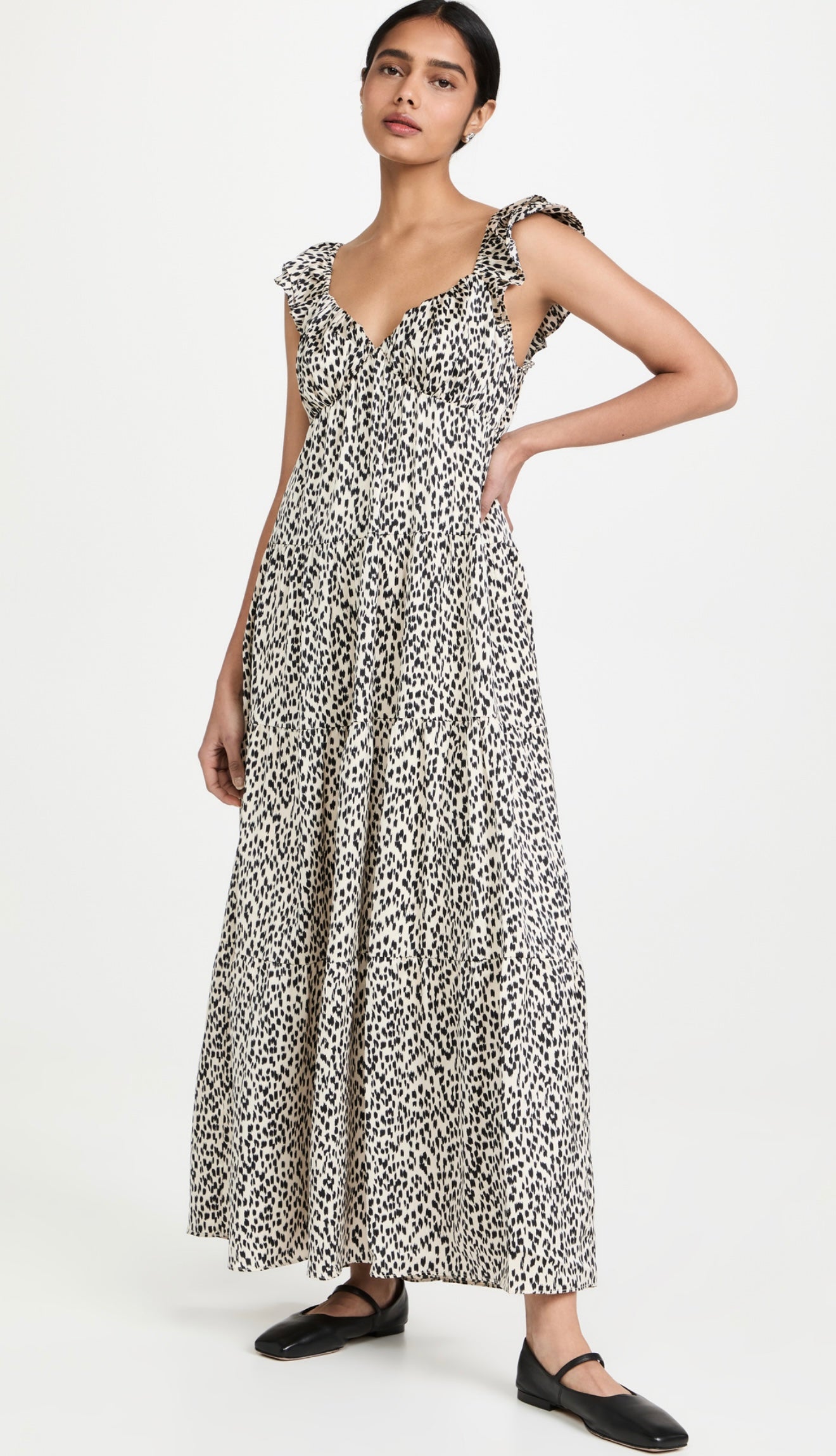 ENDLESS ROSE ANIMAL SWEETHEART TIERED MIDI DRESS