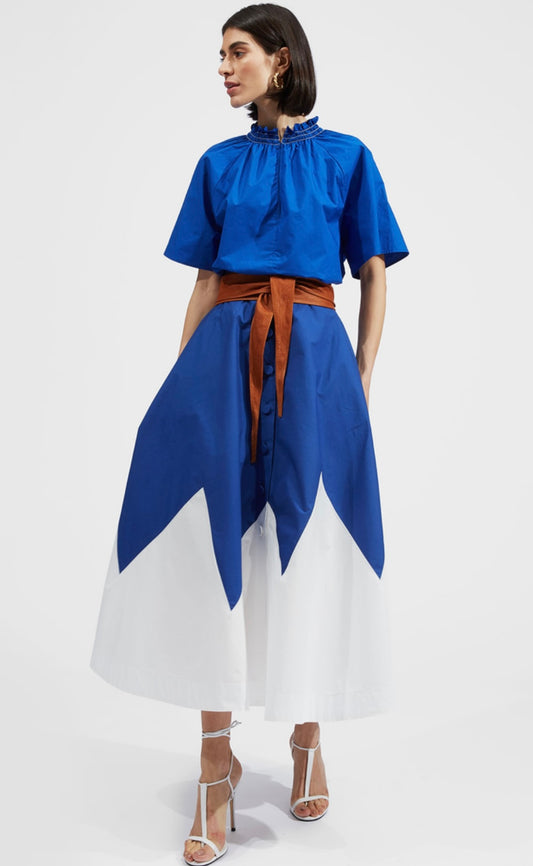 LA DOUBLE J - Holiday Shirt & Skirt in Blue/White