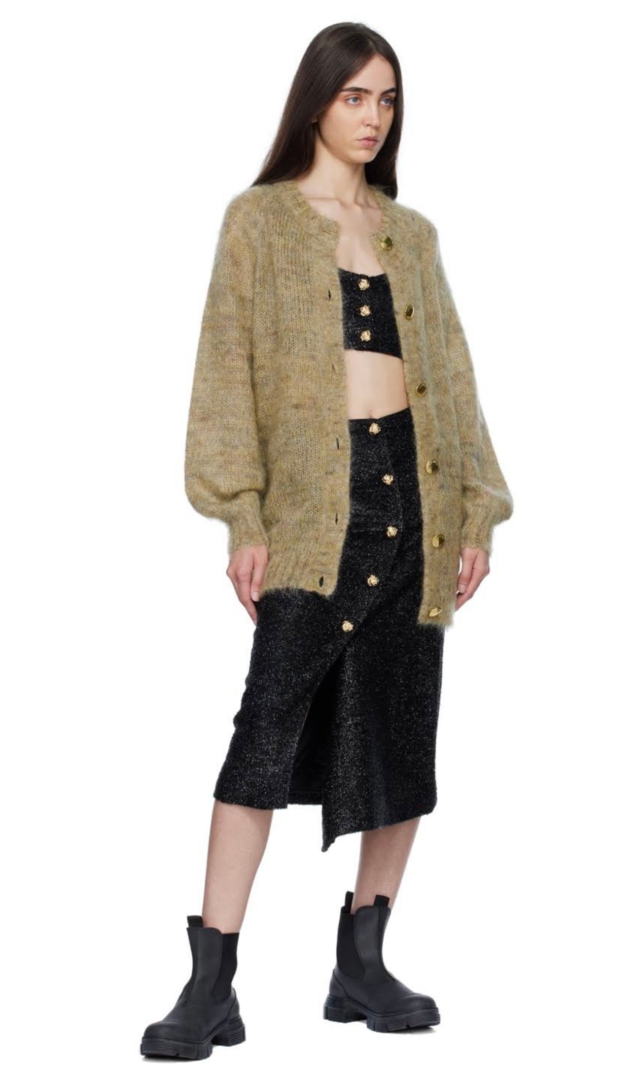 GANNI
brushed-effect crew-neck cardigan