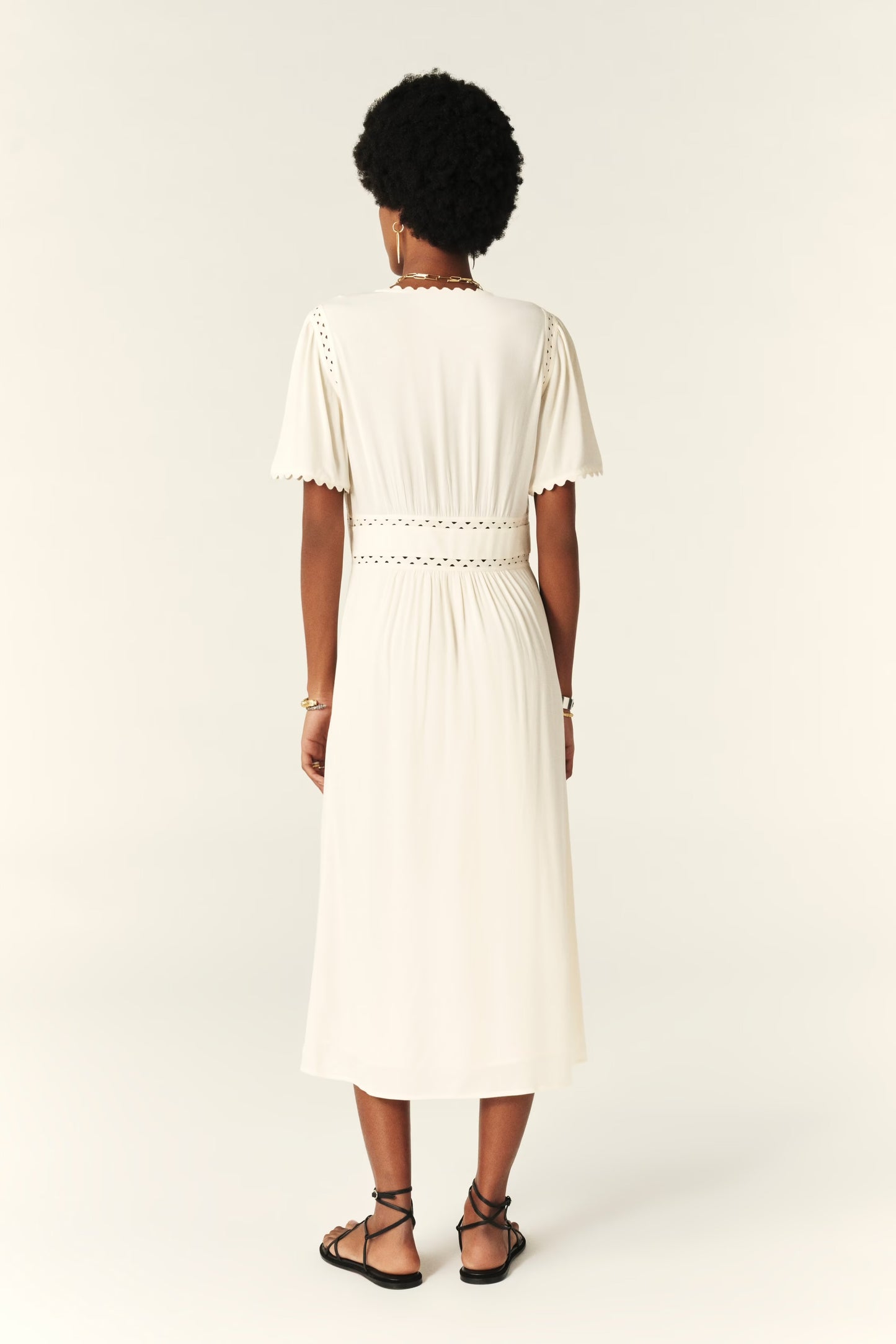 BA&SH scalloped cream maxi dress