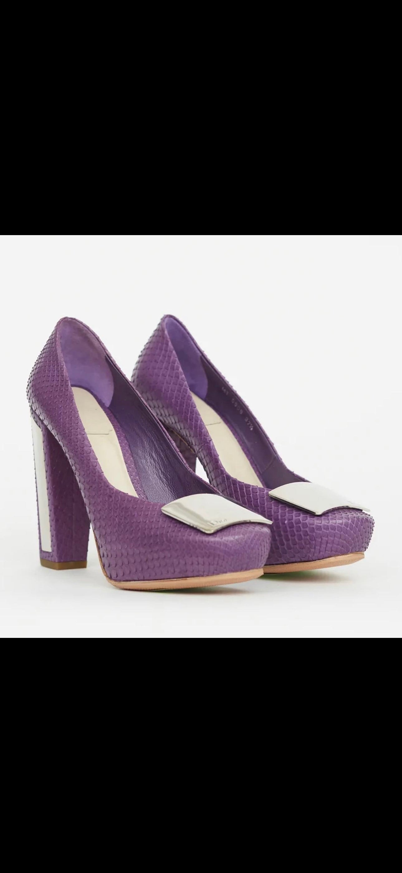 DIOR purple croc platform heels