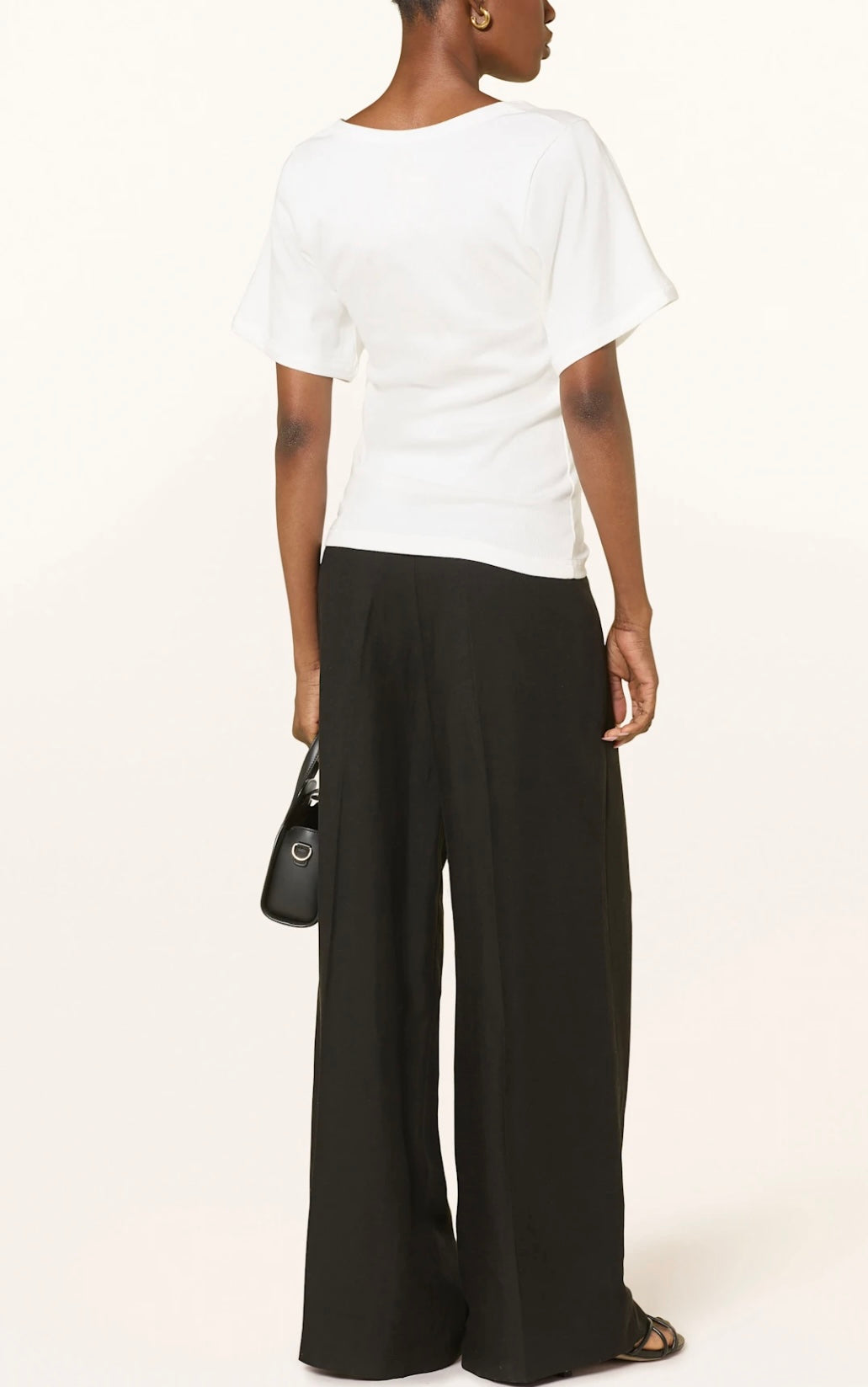 BY MALENE BIRGER CREAM RIBBED T-SHIRT