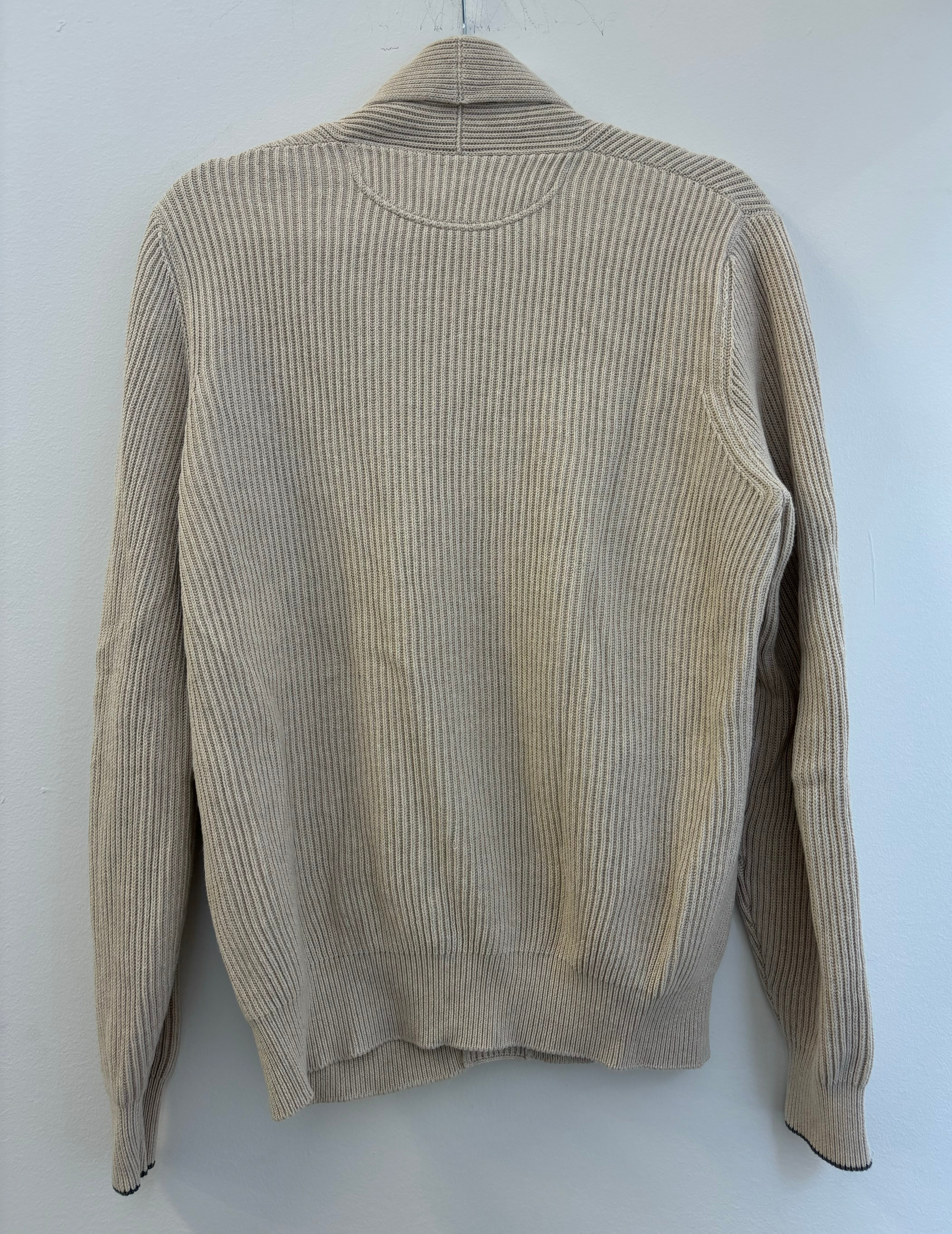 BRUNELLO CUCINELLI ribbed cream button up cardigan