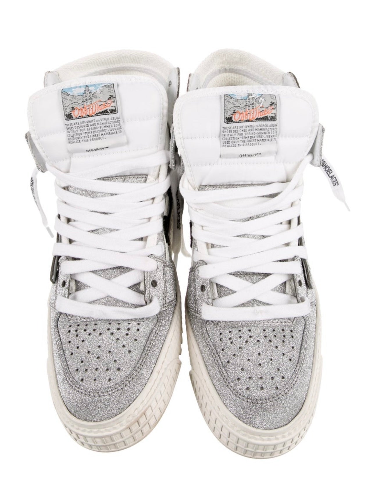 OFF-WHITE - Virgil Abloh Glitter High-Top Court Sneakers