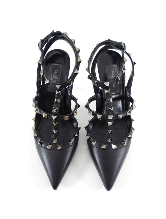 Valentino- Rockstud Leather Ankle-Strap Pumps