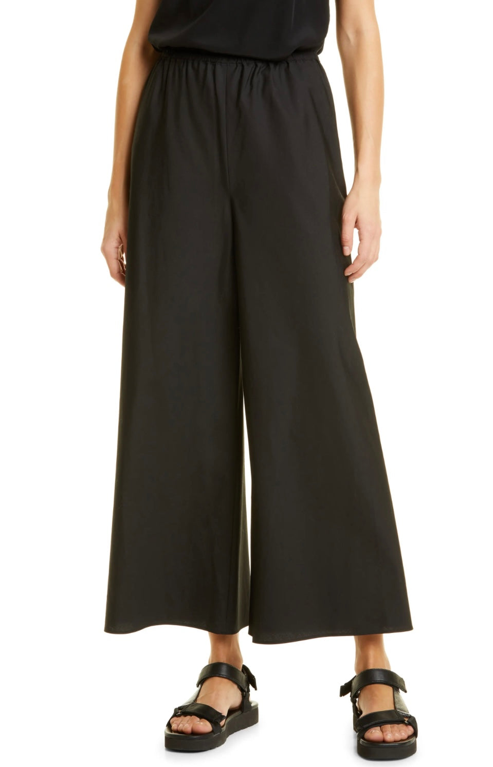 VINCE
Wide Leg Cotton Poplin Pants in Black