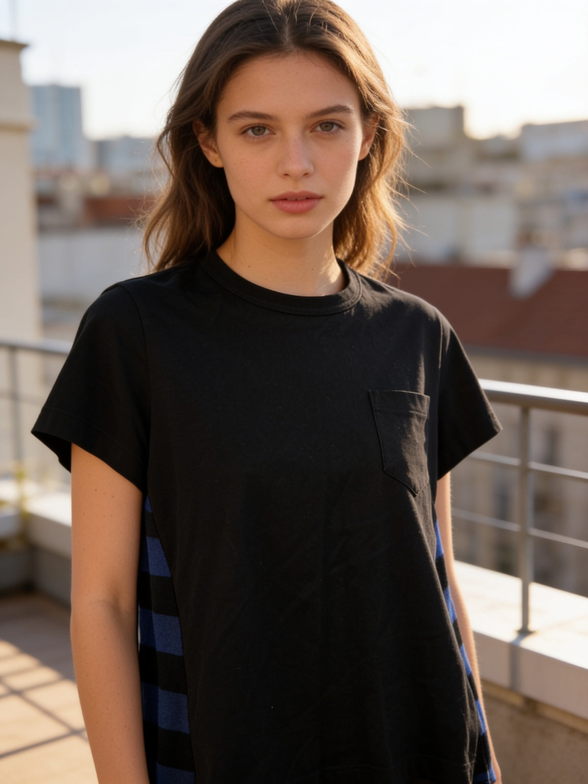 Sacai Tshirt with Plaid Flannel Back