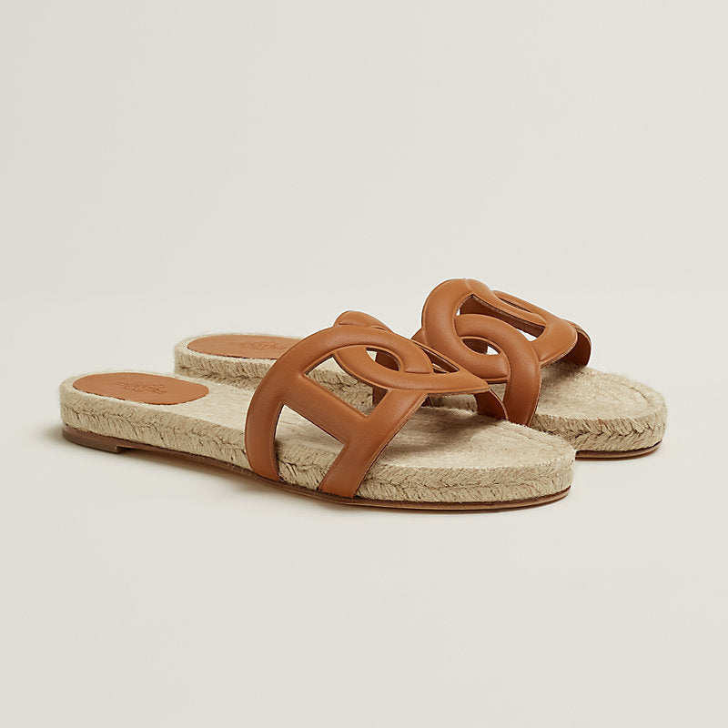 HERMES BROWN ESPADRILLE SANDALS (FAMOSA ESPADRILLES)