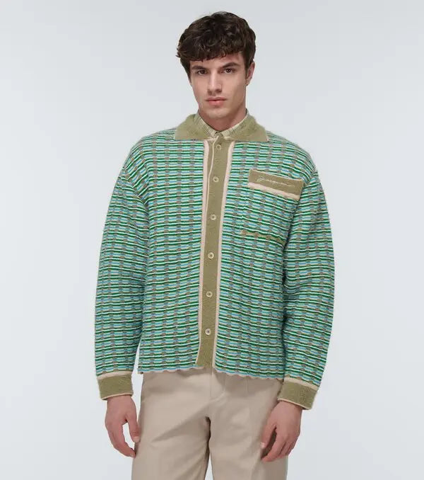JACQUEMUS cotton blend green/blue/taupe cardigan