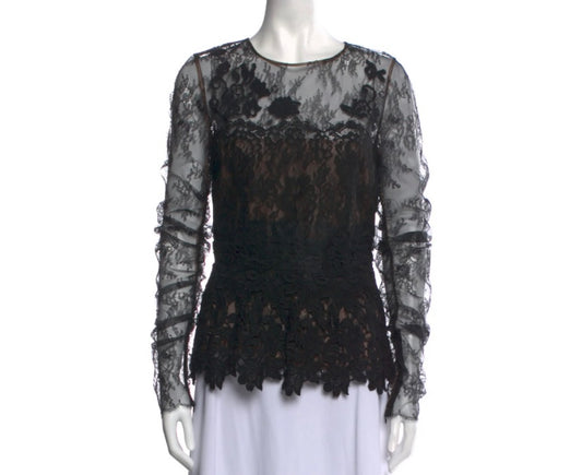 Oscar De La Renta Lace Bustier Blouse