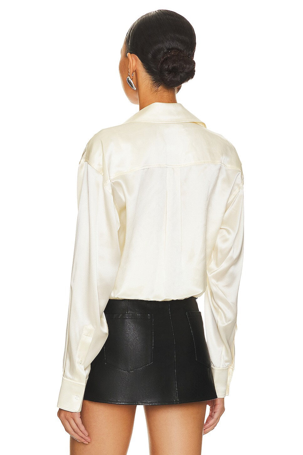 T by Alexander Wang Ivory 100% Silk Layered Cami Shirt with black lace