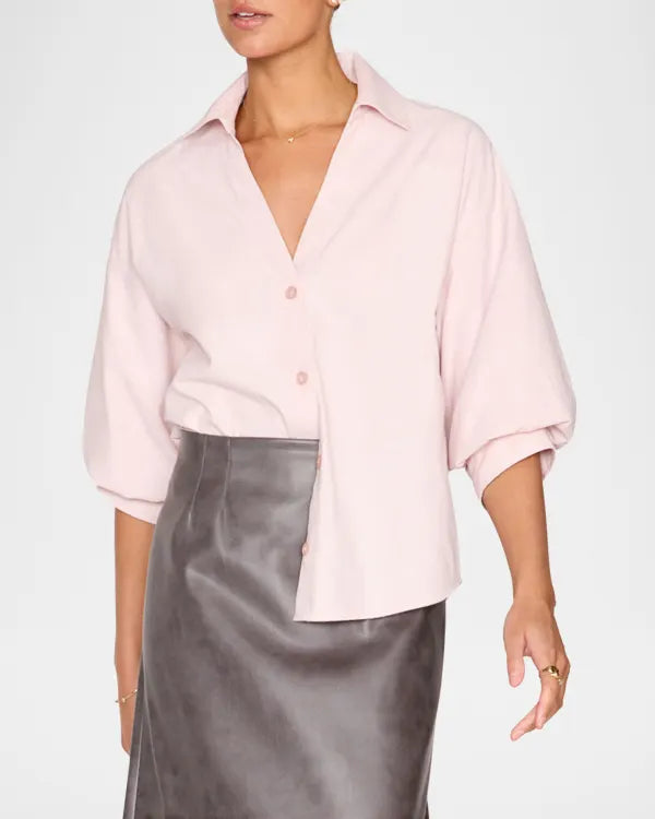 NILI LOTAN pink button up blouse