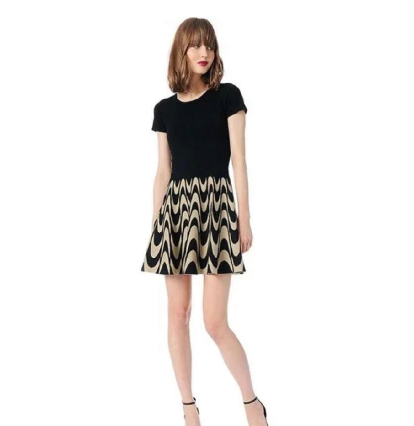PARKER - DELANEY WOMEN'S BLACK CAP SLEEVE FIT & FLARE DRESS