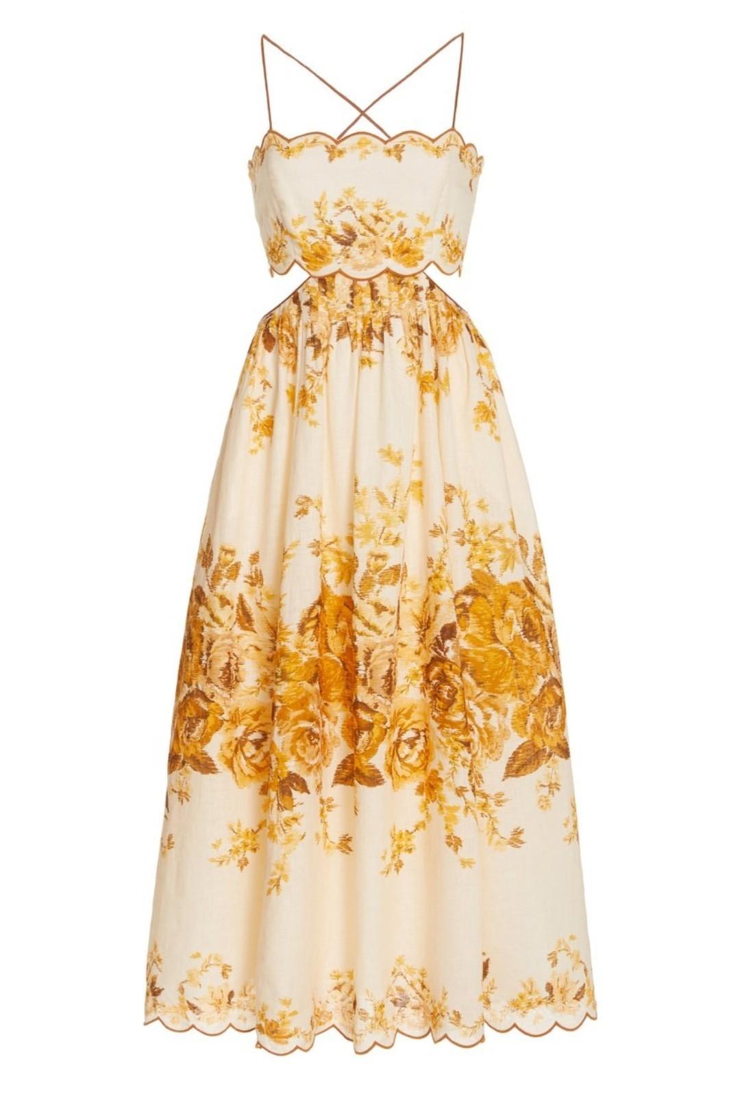 Zimmermann Scallop Cut Out Linen Dress