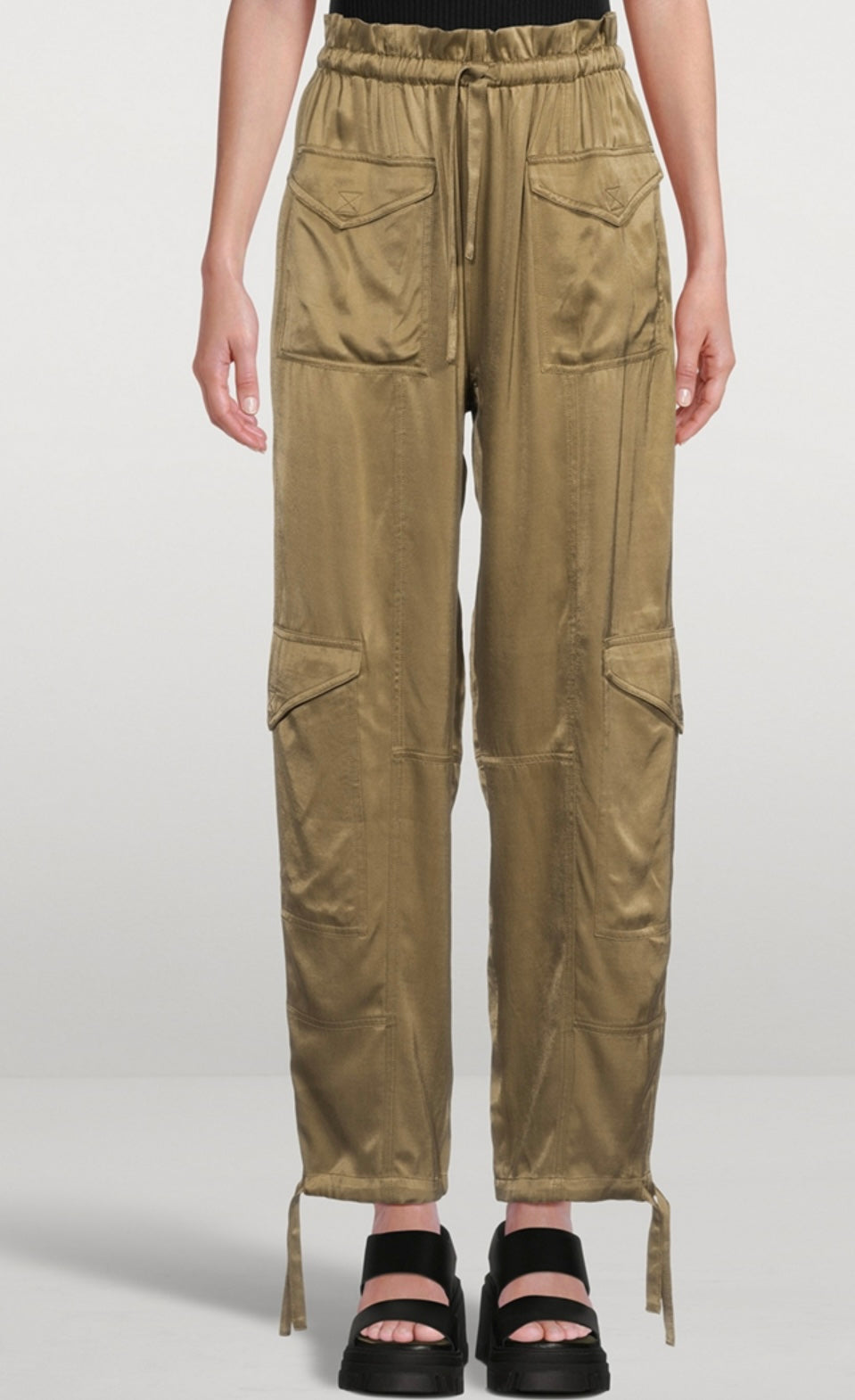 GANNI Washed Satin Cargo Pants