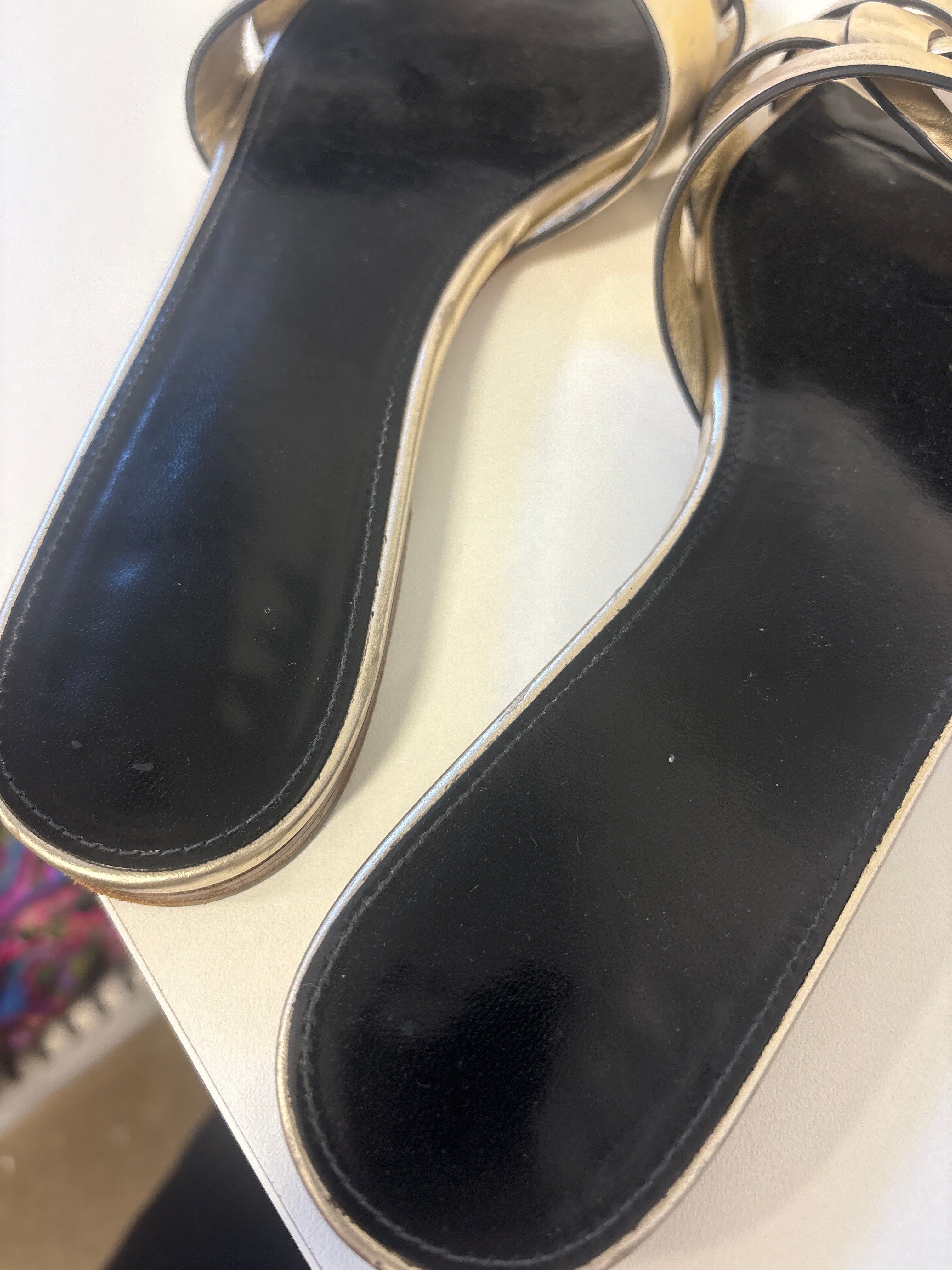 SAINT LAURENT tribute flats in gold/silver colour