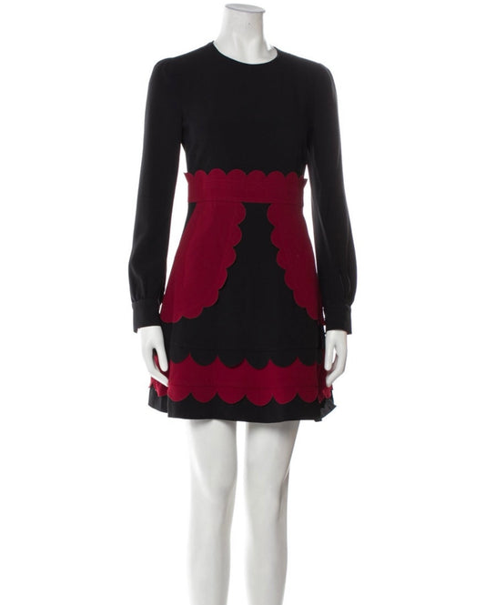 Red Valentino - Color-block Scalloped Dress