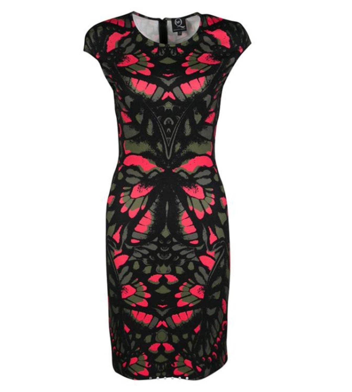 McQ By Alexander McQueen Multicolor Butterfly Kaleidoscope Print Cap Sleeve Dress
