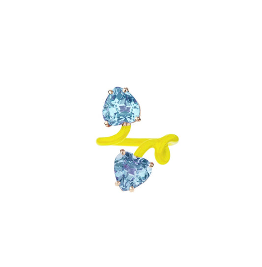 BEA BONGIASCA -DOUBLE HEART VINE TENDRIL RING IN YELLOW